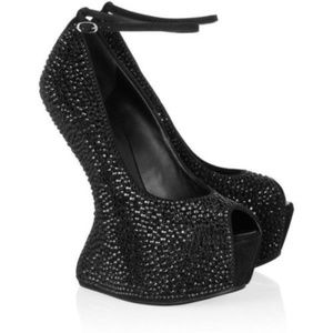 Giuseppe Zanotti Swarovski Crystal Peep-Toe Heel